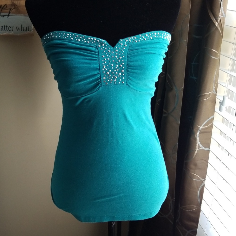 Express Aqua strapless top